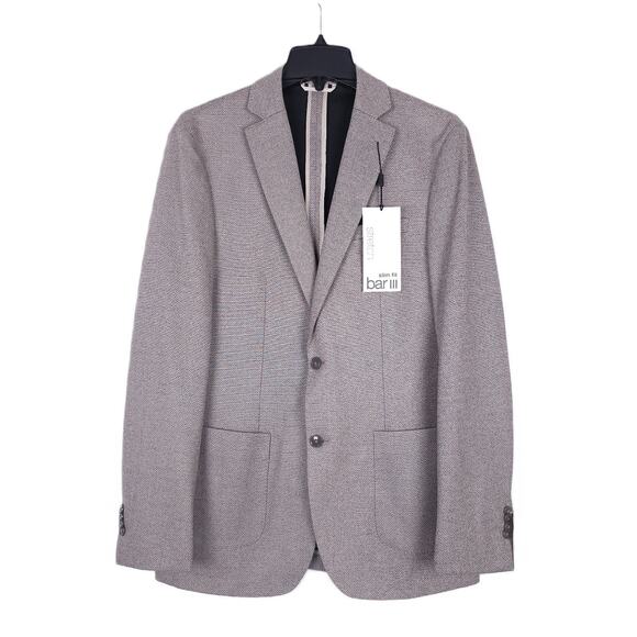 Bar III Men's Slim-Fit Stretch Sport Coat Blazer Tan Herringbone 40R NWT - Picture 1 of 7